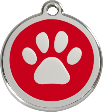 Red Dingo Pawprint Enamel Dog ID Tag