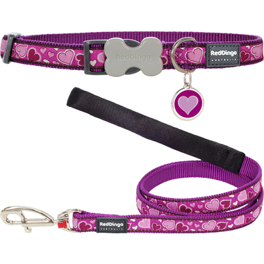 Red Dingo Breezy Love Dog Collar, Lead & Tag Set